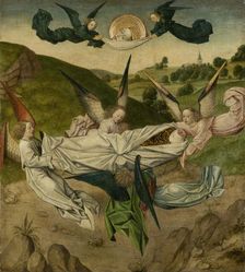 Angelis lifting the Body of St Catherine to Mount Sinai, c1470-1480. Creator: Cologne Master