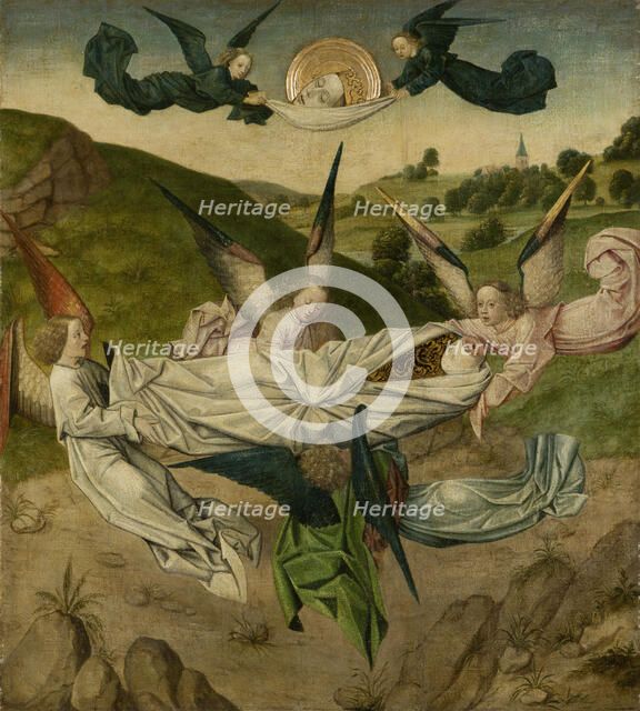 Angelis lifting the Body of St Catherine to Mount Sinai, c1470-1480. Creator: Cologne Master.