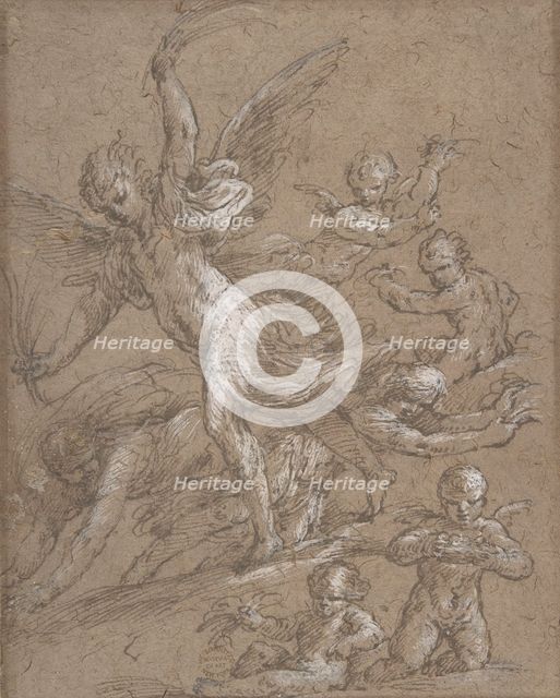 Angels and Putti, 17th century. Creator: Anon.