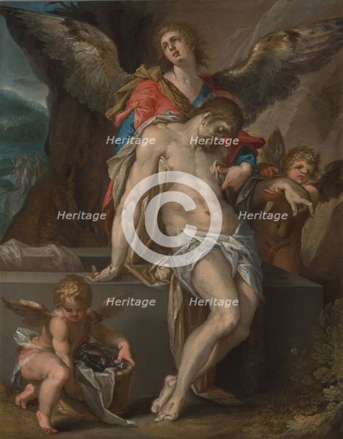 Angels carry the body of Christ - Pietà, c.1587.  Creator: Bartholomeus Spranger.