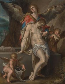 Angels carry the body of Christ - Pietà, c.1587. Creator: Bartholomeus Spranger