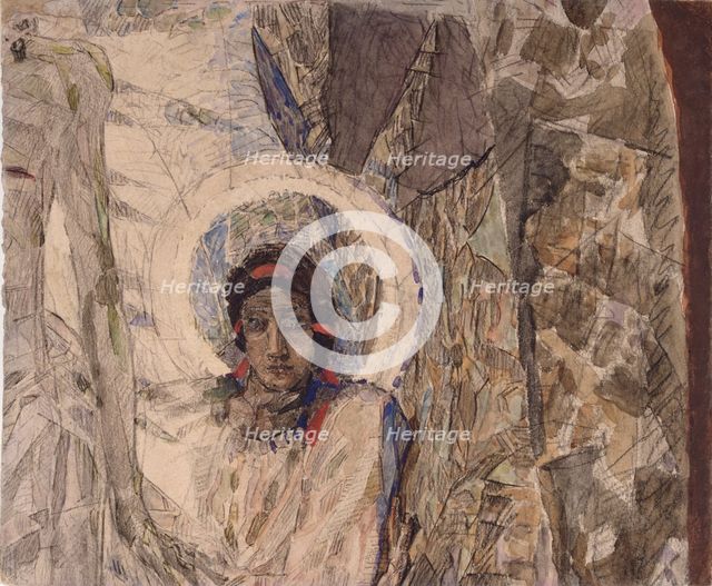 Angel's Head, 1887. Artist: Vrubel, Mikhail Alexandrovich (1856-1910)