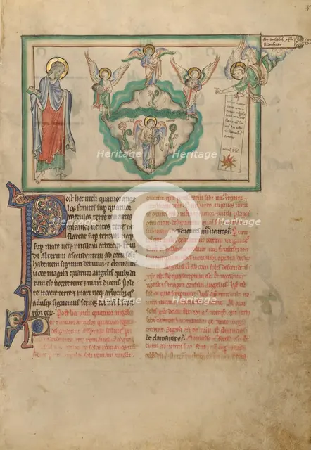 Angels Holding the Four Winds and an Angel Signifying Christ, about 1255-1260. Creator: Unknown.