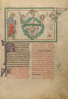 Angels Holding the Four Winds and an Angel Signifying Christ, about 1255-1260. Creator: Unknown