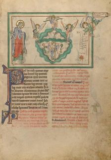 Angels Holding the Four Winds and an Angel Signifying Christ, about 1255-1260. Creator: Unknown