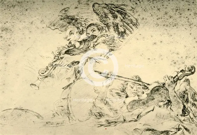 'Angels playing Musical Instruments', c1755, (1928). Artist: Giovanni Battista Tiepolo.