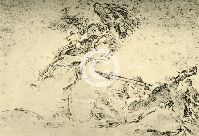 'Angels playing Musical Instruments', c1755, (1928). Artist: Giovanni Battista Tiepolo.