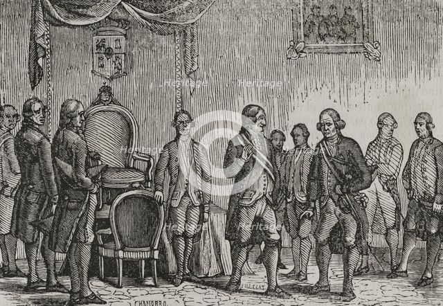 Anger of King Charles IV with the Count of Aranda, War of Roussillon, (1793-1795), 1851.  Creator: Unknown.