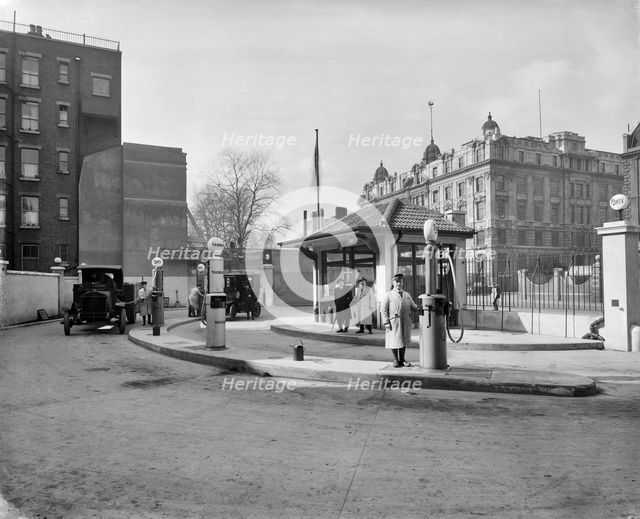 Anglo-American Oil Company petrol station, Euston Road, London, 1922. Artist: Bedford Lemere and Company.