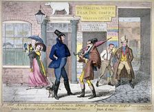 Anglo-Gallic salutations in London, or, practice makes perfect 1822. Artist: George Cruikshank