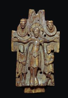 Anglo-Saxon ivory carving of the crucifixion, 10th century