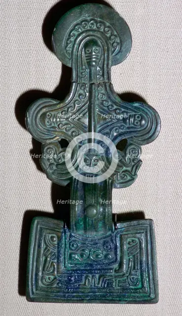 Anglo-Saxon square-headed brooch from a grave, 5th century. Artist: Unknown