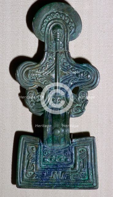 Anglo-Saxon square-headed brooch from a grave, 5th century. Artist: Unknown