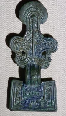 Anglo-Saxon square-headed brooch from a grave, 5th century
