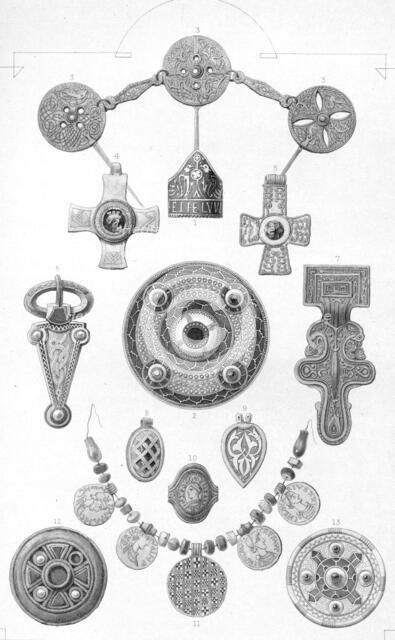 'Anglo-Saxon Relics. Personal Ornaments of Gold and Bronze', 1886. Artist: Robert Anderson.
