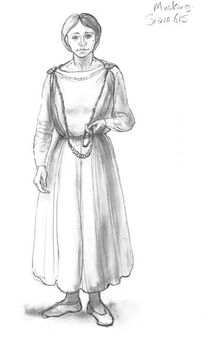 Anglo-Saxon woman, c5th-10th century, (c1990-2010) Artist: Judith Dobie