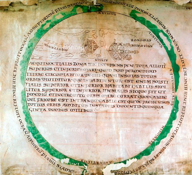 Anglo-Saxon world map, 10th century. Artist: Unknown