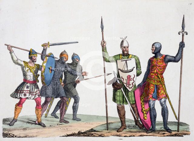 Anglo-Saxon warriors, 19th century. Artist: Unknown