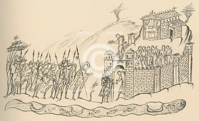 'Anglo-Saxon Warriors Approaching a Fort', 1908. Artist: Unknown.