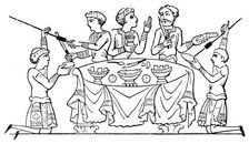 Anglo-Saxons at dinner, (1910)