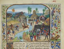 Anglo-Scottish War: the English crossing the Tyne, ca 1470-1475. Creator: Liédet, Loyset (1420-1479)