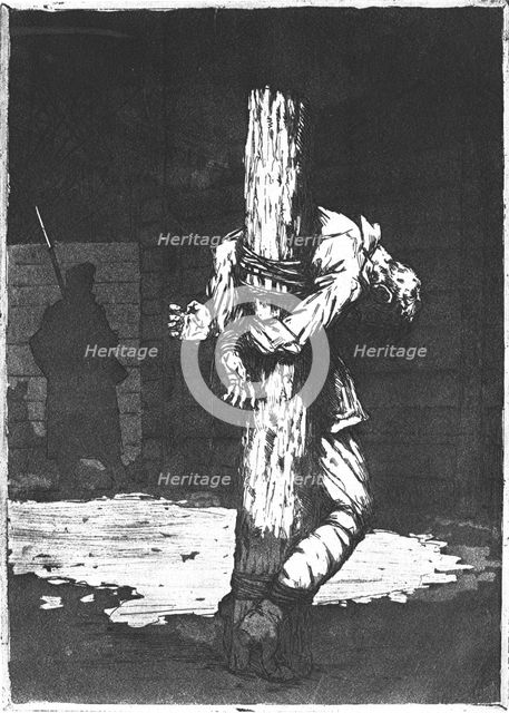''Anglais mort au poteau (camp de Gustrov, Mecklembourg.).'. Creator: Jacques Touchet.