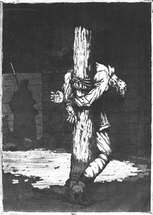 'Anglais mort au poteau (camp de Gustrov, Mecklembourg.). Creator: Jacques Touchet