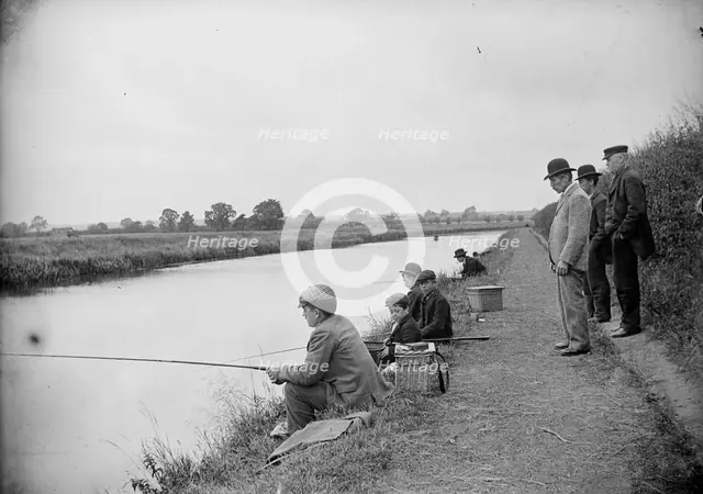 Anglers on the River Ancholme, North Lincolnshire, 1901. Artist: Alfred Newton & Sons