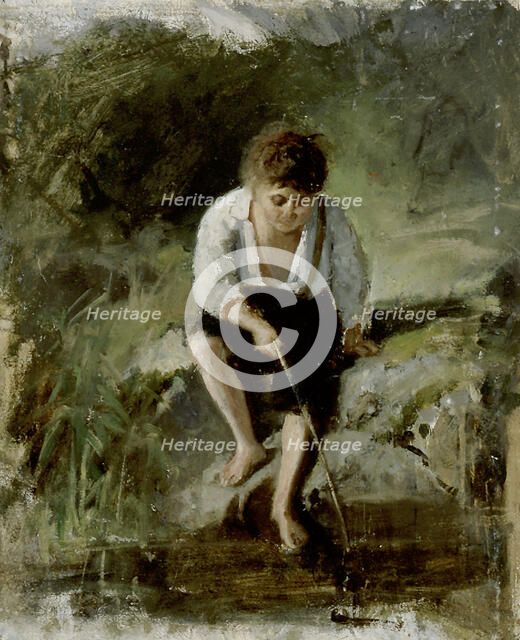 Angling boy, exercise, 1873. Creator: Karl Emanuel Jansson.
