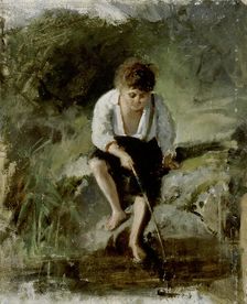 Angling boy, exercise, 1873. Creator: Karl Emanuel Jansson