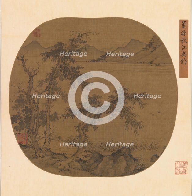 Angling in the Autumn River, ca. 1370. Creator: Sheng Zhu.