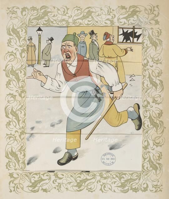 Angry shop-owner, 1900.  Creator: Lothar Meggendorfer.