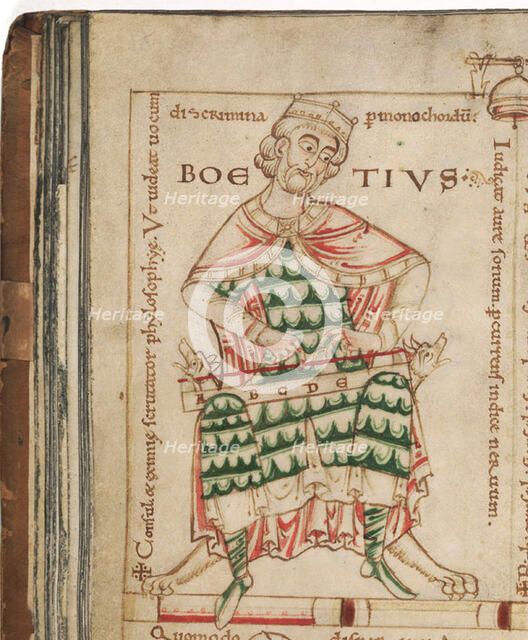 Anicius Manlius Severinus Boethius (From: De institutione musica by Boethius), 12th century. Artist: Anonymous  