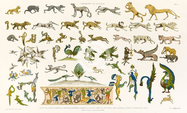'Animaux de la Perse Sassanide ... ', 1880.  Creators: Adalbert de Beaumont, Eugène-Victor Collinot.