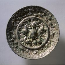 Animal-and-Grape Mirror, early 7th Century - early 10th Century. Creator: Unknown