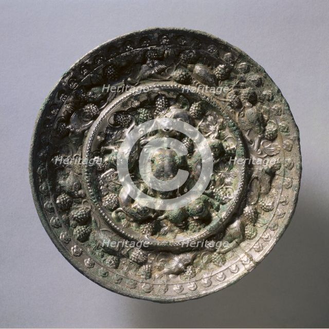 Animal-and-Grape Mirror, early 7th Century - early 10th Century. Creator: Unknown.
