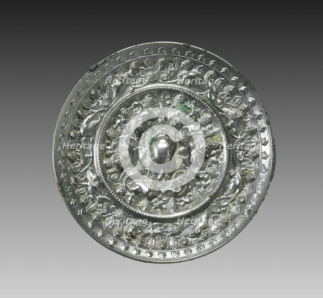 Animal-and-Grape Mirror, late 600s. Creator: Unknown.