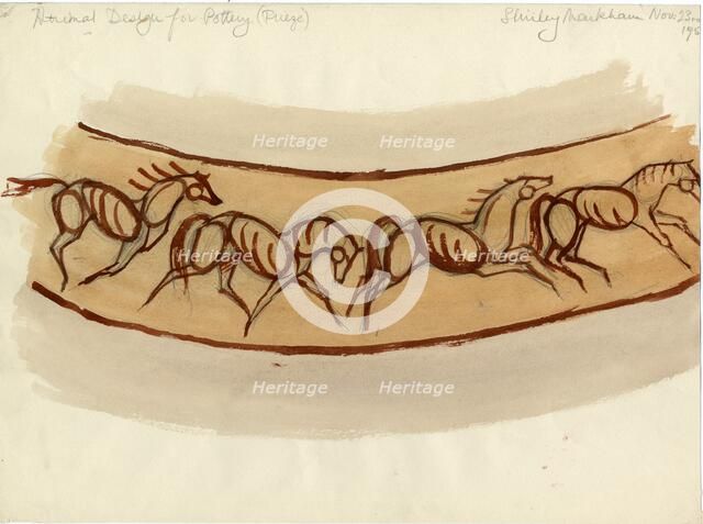 'Animal design for pottery', c1950. Creator: Shirley Markham.
