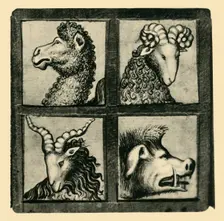Animal heads, early 15th century, (1943). Creator: Unknown