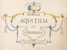 Animalia Aqvatilia et Cochiliata (Aqva): Title Page, c. 1575/1580. Creator: Joris Hoefnagel