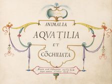 Animalia Aqvatilia et Cochiliata (Aqva): Title Page, c. 1575/1580. Creator: Joris Hoefnagel