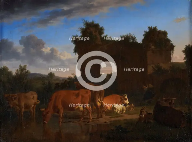 Animals at the river, between 1656 and 1672. Creator: Adriaen van de Velde.