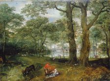 Animals Grazing beneath Trees, 1573. Creator: Lucas van Valckenborch