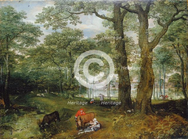 Animals Grazing beneath Trees, 1573. Creator: Lucas van Valckenborch.