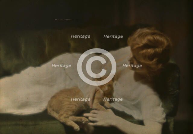 Ann Murdock with Buzzer IV, 1914. Creator: Arnold Genthe.