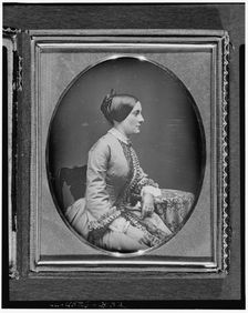 Ann Minerva "Nannie" Rodgers Macomb, three-quarter length portrait..., ca. 1850. Creator: Unknown