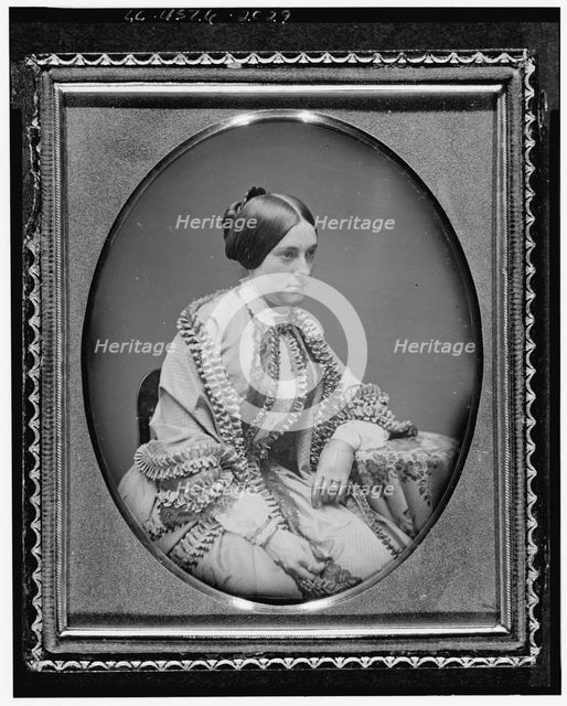 Ann Minerva "Nannie" Rodgers Macomb, three-quarter length portrait..., ca. 1850. Creator: Unknown.