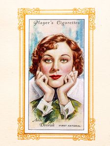 Ann Dvorak Collectables Picture of movie stars that came with the Players cigarette packet, 1934. Creator: Unknown
