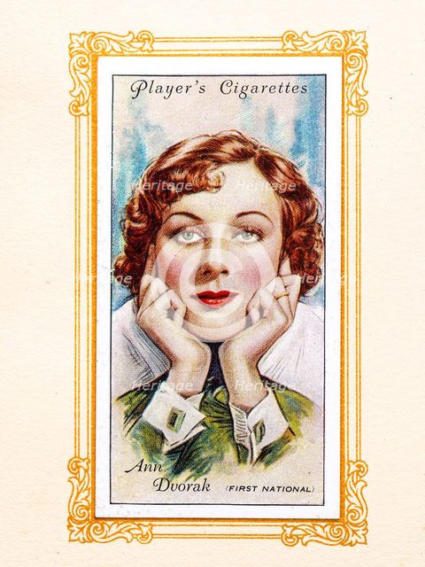 Ann Dvorak Collectables Picture of movie stars that came with the Players cigarette packet, 1934.  Creator: Unknown.