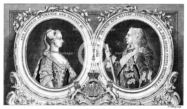 Ann, Princess of Orange and Nassau and William, Prince of Orange and Nassau, 18th century.Artist: J Jeffreys